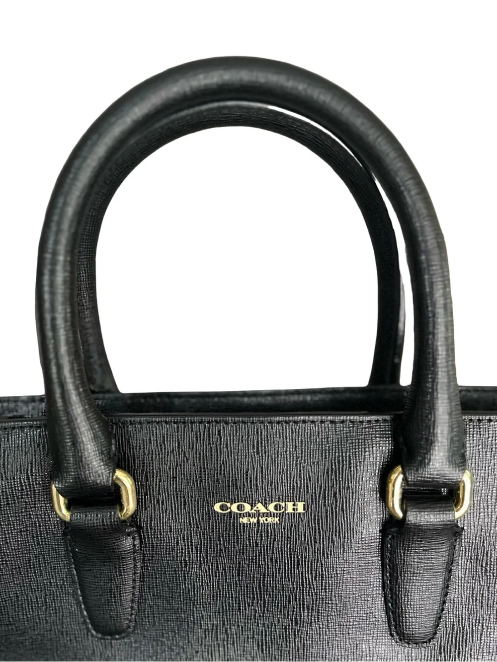 COACH Mini Tanner in Black Saffiano Leather with Gold Hardware and Hangtag